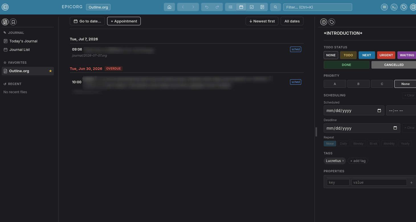 Epicorg agenda view