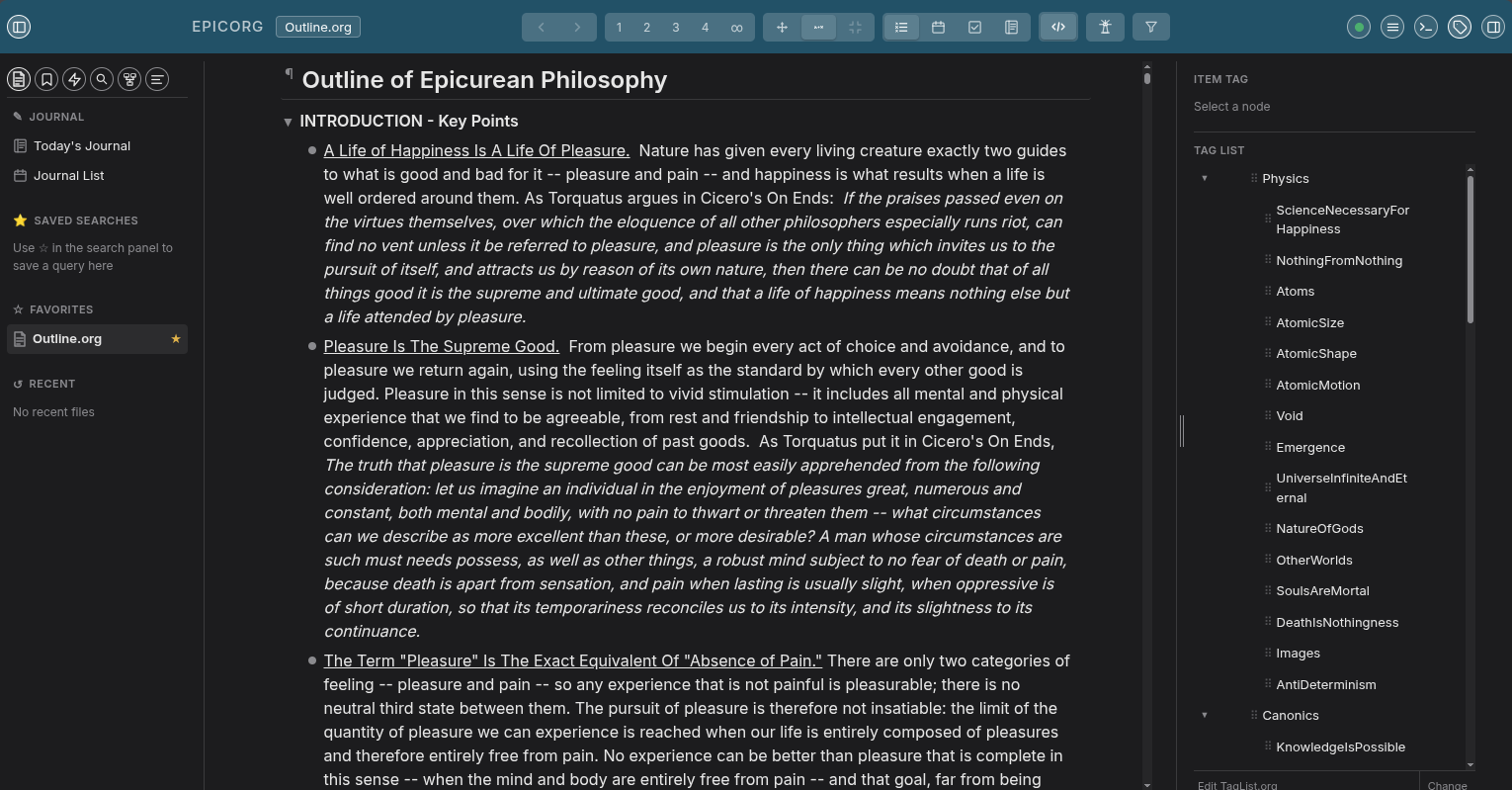 Epicorg outline view